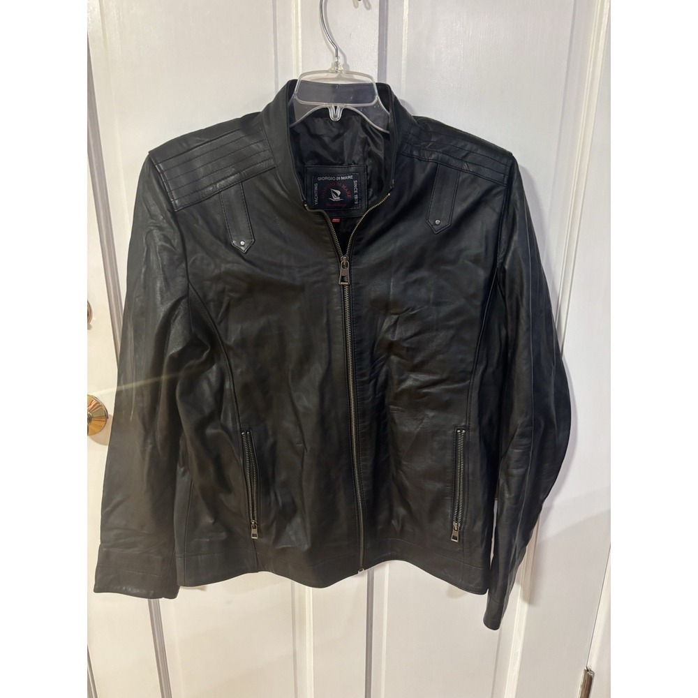 Giorgio Di Mare Yachting Women's Vintage‎ Leather Jacket Black 3X Fits Small